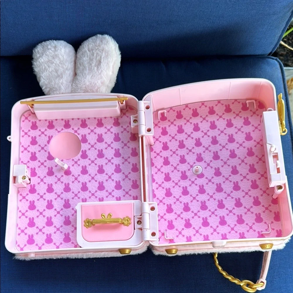 Pink and White Bunny Plush Bag with Kawaii Design